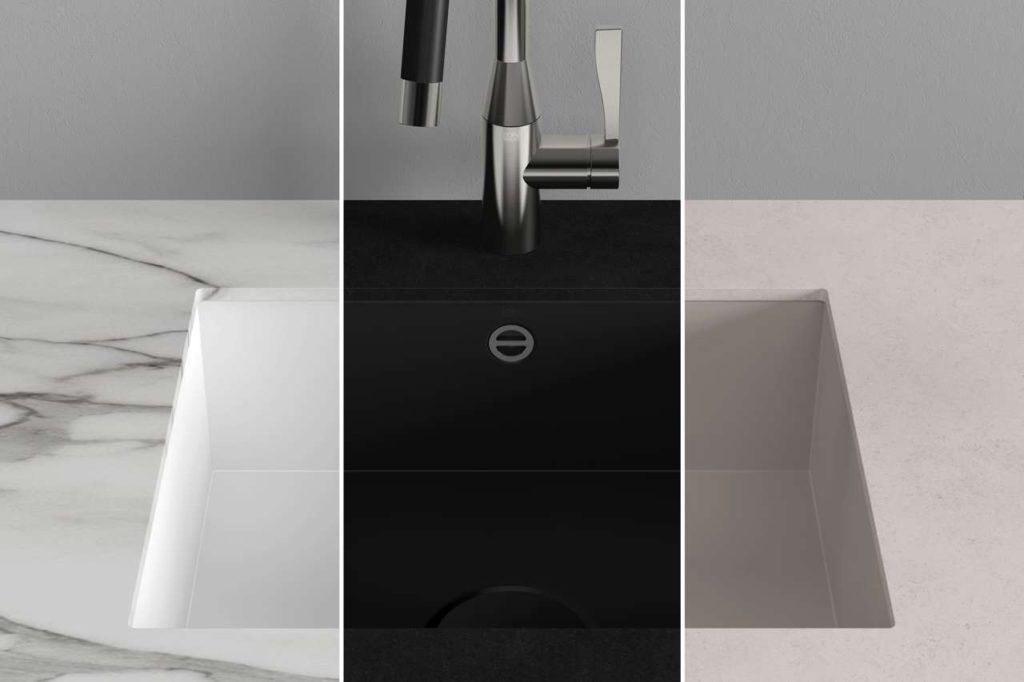 Mehr Vielfalt, mehr Kombinationsfreiheit, mehr Individualität: Die neuen Dornbracht Küchenbecken aus glasiertem Stahl vereinen gewohnt exzellentes Design mit einer erweiterten Farbauswahl und überzeugen durch besondere Widerstandsfähigkeit und Pflegeleichtigkeit. Erhältlich in den Varianten Weiß, Schwarz und Sand lassen sie sich stilvoll mit jeder Arbeitsplatte kombinieren. Copyright: Dornbracht