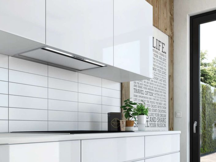 Die neue berbel Einbauhaube Firstline Unseen präsentiert sich superkompakt und integriert sich nahezu unsichtbar in die Küchenfront. Foto: Berbel