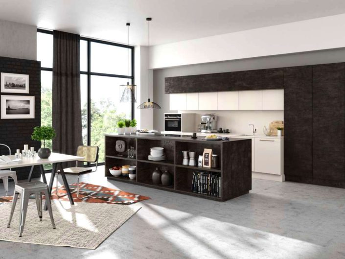 Küchenmodell "Artwood" in Eiche geflammt. Foto: Nolte Küchen
