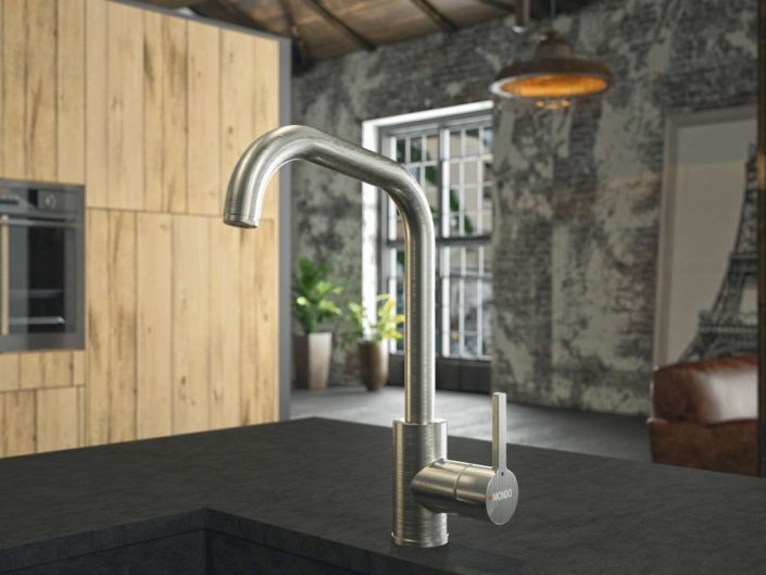 Edle Akzente und technischer Innovationen, die für mehr Komfort und Funktionalität beim Kochen und Zubereiten sorgen, setzen die neuen Armaturen von MONDO. Foto: MONDO