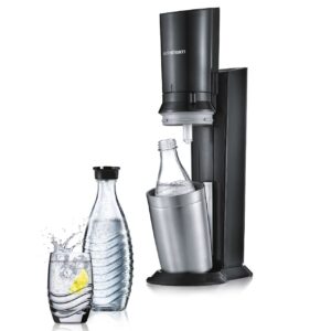 Wassersprudler Crystal 2.0, inklusive 1 Glaskaraffe (615 ml), Titan – UVP je 159,90 € 
Foto: SodaStream