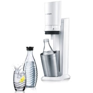 Wassersprudler Crystal 2.0, inklusive 1 Glaskaraffe (615 ml), Weiß  – UVP je 159,90 € 
Foto: SodaStream