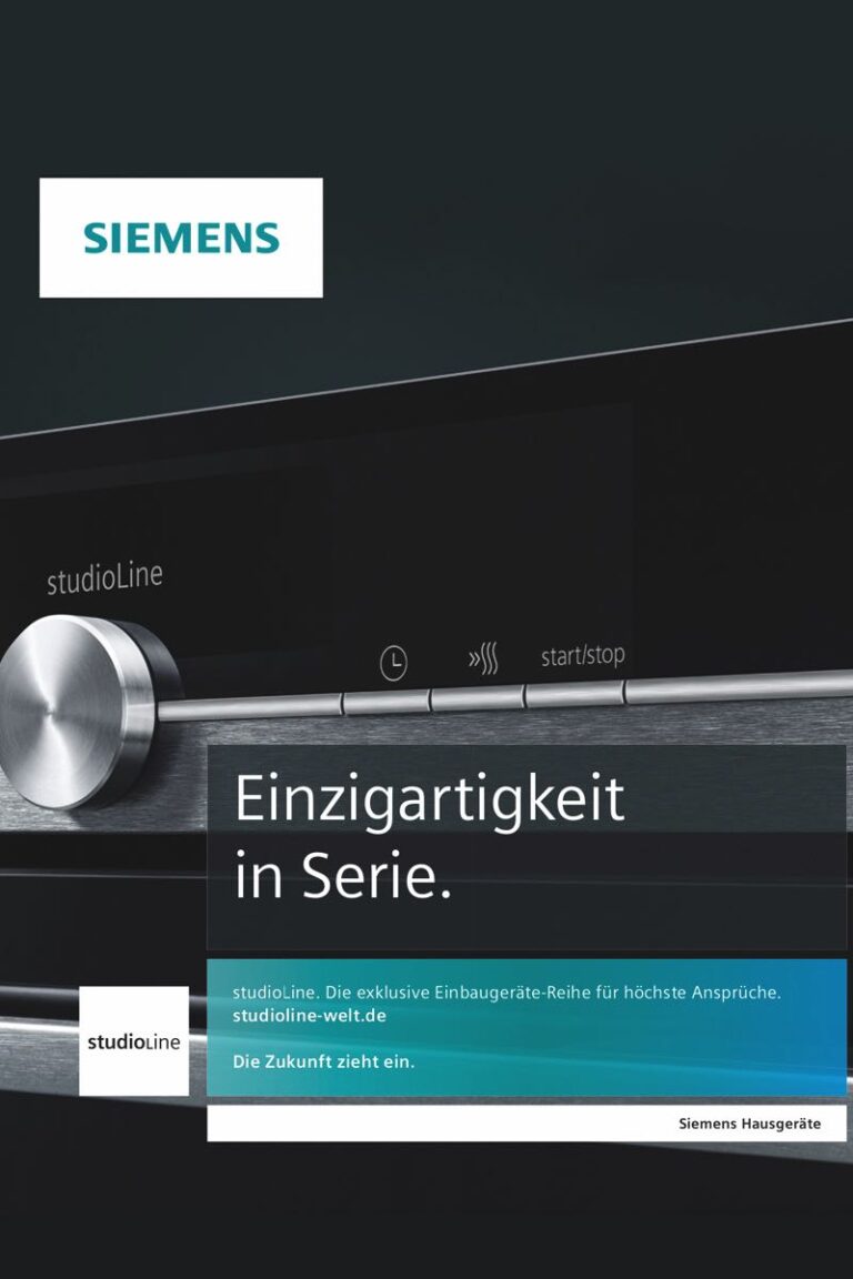 Siemens – studioLine. Die exklusive Einbaugeräte-Reihe für höchste Ansprüche