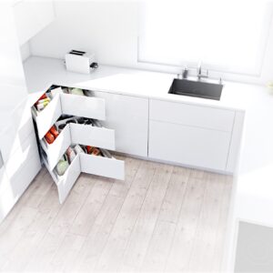 Mit den voll ausziehbaren Schubladen und einem flexiblen Inneneinteilungssystem wird die Küchenecke bestmöglich genutzt. Foto: AMK