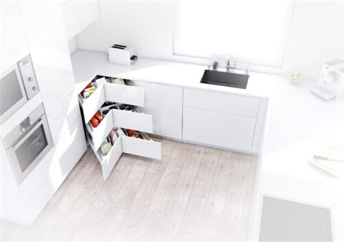 Mit den voll ausziehbaren Schubladen und einem flexiblen Inneneinteilungssystem wird die Küchenecke bestmöglich genutzt. Foto: AMK