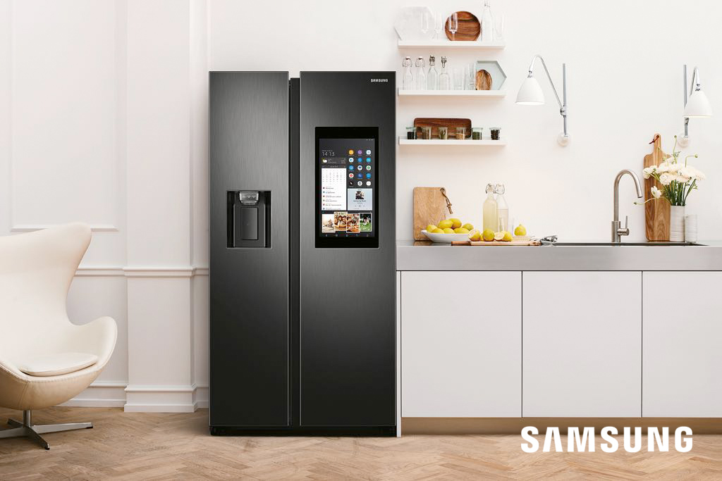 Mit seinem 21,5 Zoll großen Touchscreen wird ein Family Hub™ schnell zum Mittelpunkt der gesamten Familie. Foto: Samsung