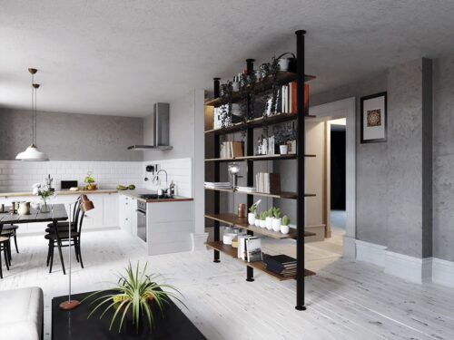 Im modernen Industrial-Stil präsentiert sich dieser stylische Raumteiler des italienischen Möbelherstellers  Infabbrica. 