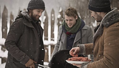 Der Holzkohlegrill von Weber muss im Winter etwas stärker arbeiten als im Sommer. Das Ergebnis ist aber genauso köstlich. Praktisch ist die Abdeckhaube, die den Grill bei nicht Verwendung schützt und beim Grillen den Wind abhält.