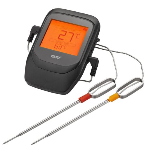 Eine präzise digitale Kontrolle ist mit dem Grill- und Bratenthermometer „Control Plus Bluethooth“ von Gefu möglich. Das Gerät ist mit einer App verbunden. Erhältlich über Kitchen One, ca. 80 Euro. Foto: One Kitchen 