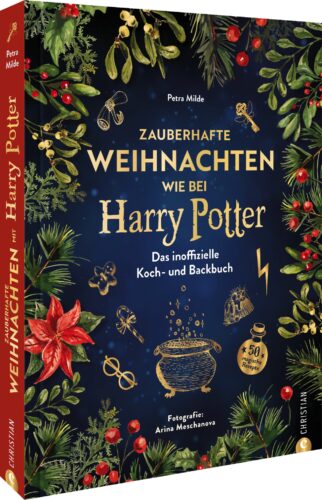 Endlich gibt es das inoffizielle Harry Potter Koch- und Backbuch: „Zauberhafte Weihachten wie bei Harry Potter“ von Petra Milde. Es gibt Köstlichkeiten wie „Verschneites Butterbier“ oder „Süße Allraunen“. Erschienen im Christian Verlag 24,99 Euro. 