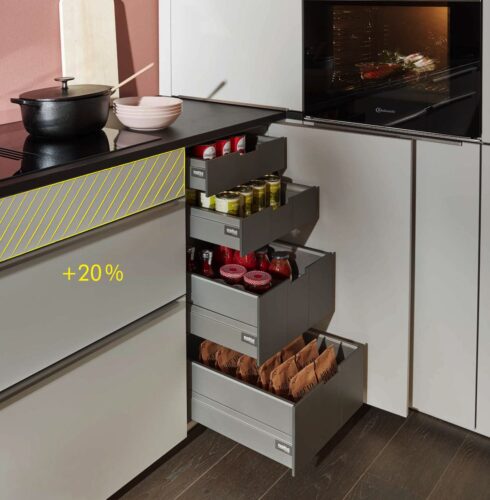 Ganze 20% mehr Stauraum bieten die Korpusse von Nolte Küchen. @Nolte Küchen