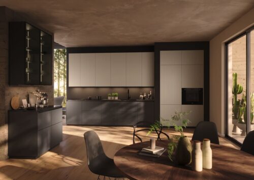 Kaffee ist so populär geworden, dass es in vielen Küchen eine extra Kaffee-Bar gibt. Das geht natürlich nur, wenn genug Platz vorhanden ist. Rotpunkt hat das für diese Küche elegant gelöst. Der Schrank bietet Platz für alle Kaffee-Utensilien.