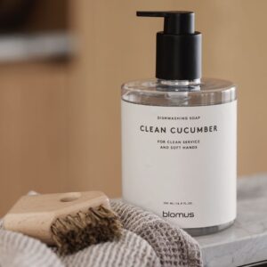 Das „Santomi“ Geschirrspülmittel „Clean Cucumber“ von Blomus pflegt auch die Hände. Das ist wichtig, denn sie werden beim Frühjahrsputz sehr in Mitleidenschaft gezogen. Aus der Serie gibt es außerdem Handseife und Handlotion.