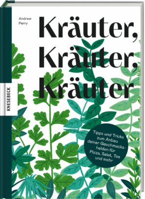 In dem Buch gibt es reichlich Kräuter-Tipps und Andrew Perry stellt 12 Themenbeete vor, zum Beispiel die „Pizza Vorratskammer“, der „Cocktail Kräutergarten“ oder der „Fensterbank-Kräutergarten“. Knesebeck Verlag, 16 Euro.