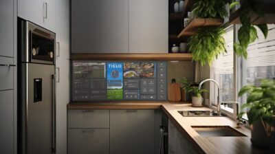 Mit TIELO wird die Küchenrückwand durch hochmoderne Technologie diskret in einen beeindruckend geräumigen Kommunikationsbereich verwandelt. Die Touch-Projektion sorgt dabei für gestochen scharfe Bilder.
