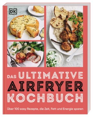 Der Airfryer spielt bei diesen Rezepten die Hauptrolle als vollwertiges und absolut familientaugliches Küchengerät. Ganz egal ob Gemüse-Tempura, Aubergine mit Linsenfüllung oder Kartoffel-Gratin und Curry-Chicken. „Das ultimative Airfryer-Kochbuch“ liefert über 100 Rezeptinspirationen. Alles direkt aus der Heißluftfritteuse. Erschienen bei Dorling Kindersley, 14,95 Euro.