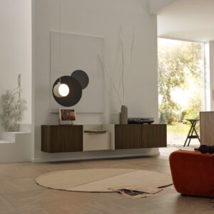 Nolte Küchen sind Made in Germany. Die Fronten sind ein Mix: „Manhattan Walnuss Havanna“ und „Soft Lack Kaschmir“. Absolut ansprechend und modern sieht alles im Kontrast zu Weiß aus.