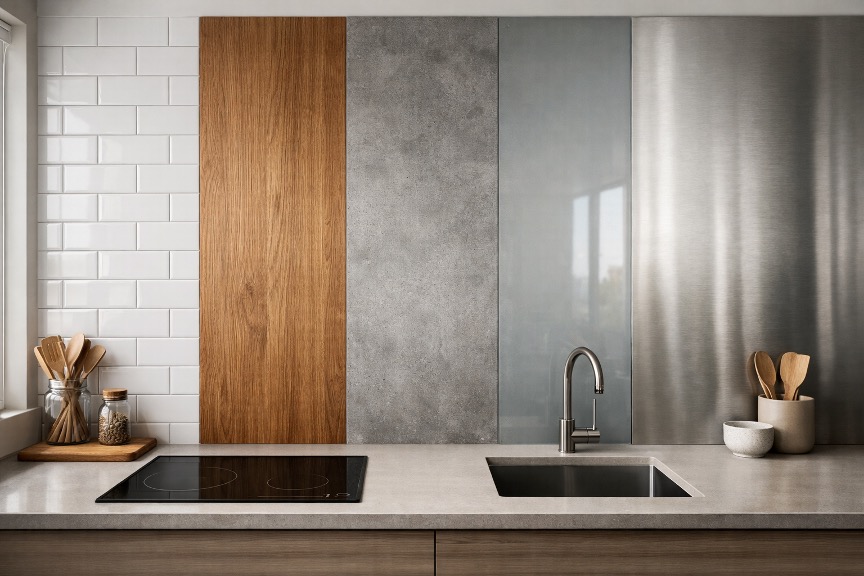 Die Wahl des Materials der Küchenrückwand beeinflusst wesentlich, wie ruhig, elegant oder lebendig eine Küche wirkt.