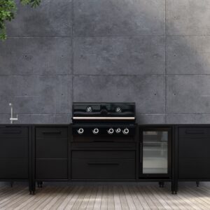 Das attraktive Design der Outdoor Module begeistert auf den sofort. Ebenso die technische Präzision und die gute Verarbeitung. Der BBQ-Monolith setzt einen besonderen Akzent. Griffe verleihen der Küche eine zeitgemäße Note. Noch dazu sind sie praktisch und lassen sich leicht öffnen. Von Burn Outdoor Kitchen