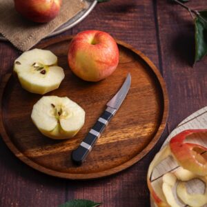 Wenn die Blätter von den Bäumen fallen, ist Apfelzeit! Mit der gebogenen Klinge des „Tournier Messers 1905“ von F. Dick lassen sich die Früchte bequem schälen und für Kuchen, Kompott oder Ofendesserts vorbereiten.